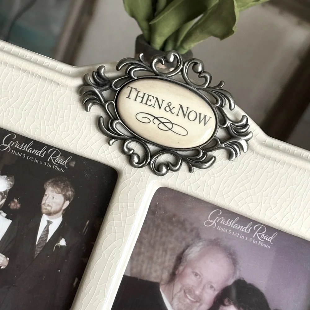 Grasslands Roads Then and Now Picture Frame. Porcelain | Crackled |  3.5